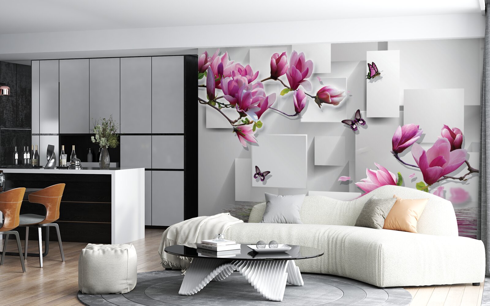 Fototapeta nad wodą szumią fioletowe magnolie