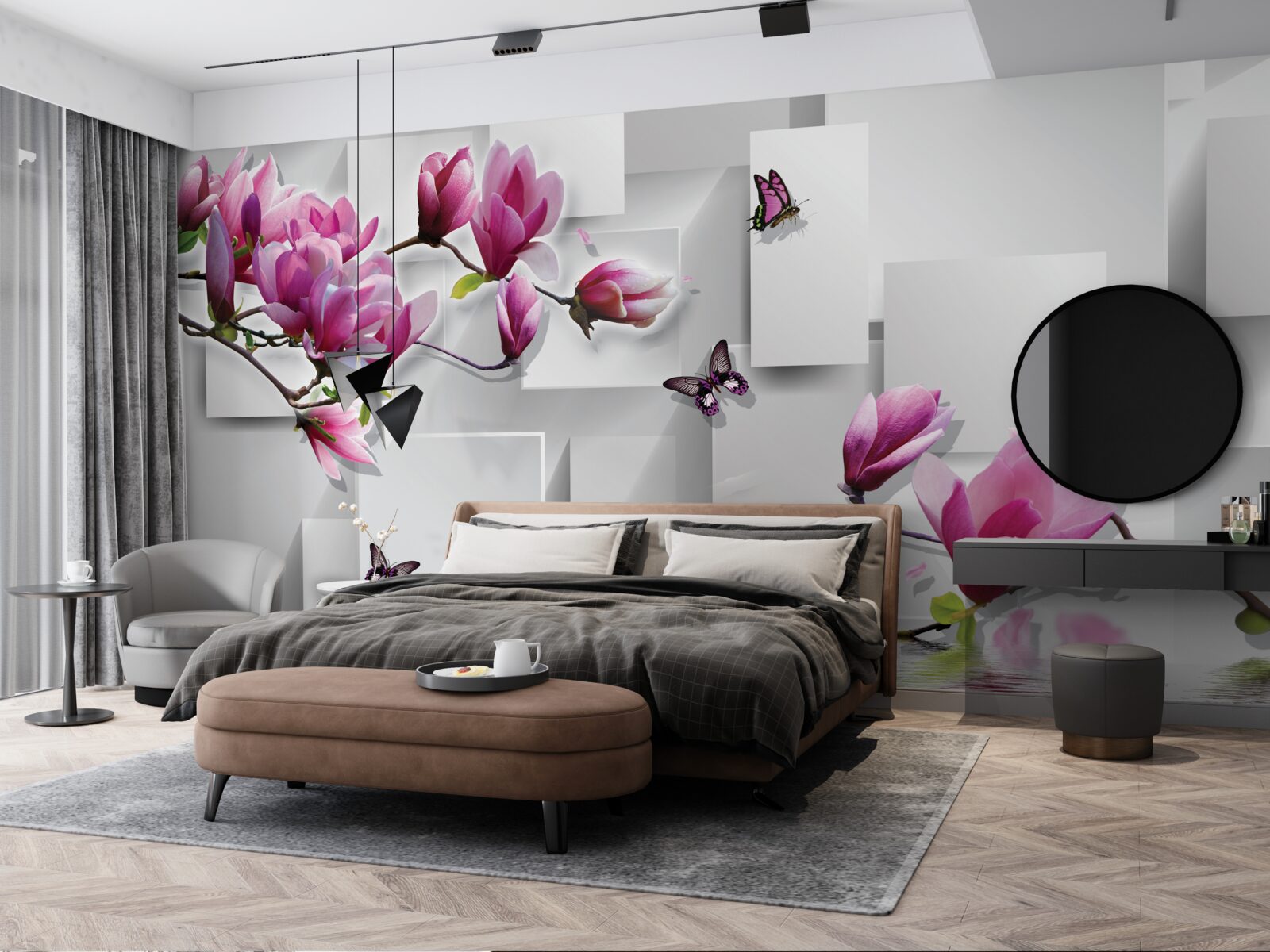 Fototapeta nad wodą szumią fioletowe magnolie