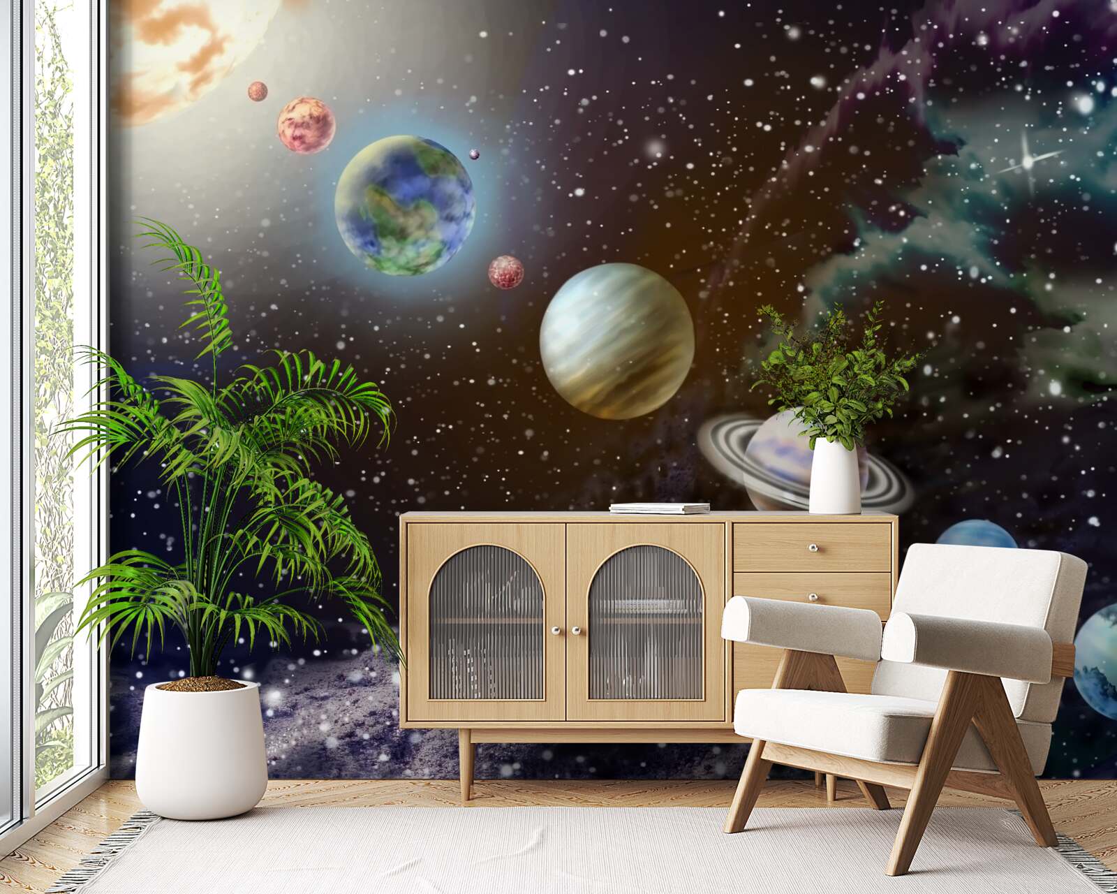 Fototapeta planety w kosmosie są ustawione w kolejce