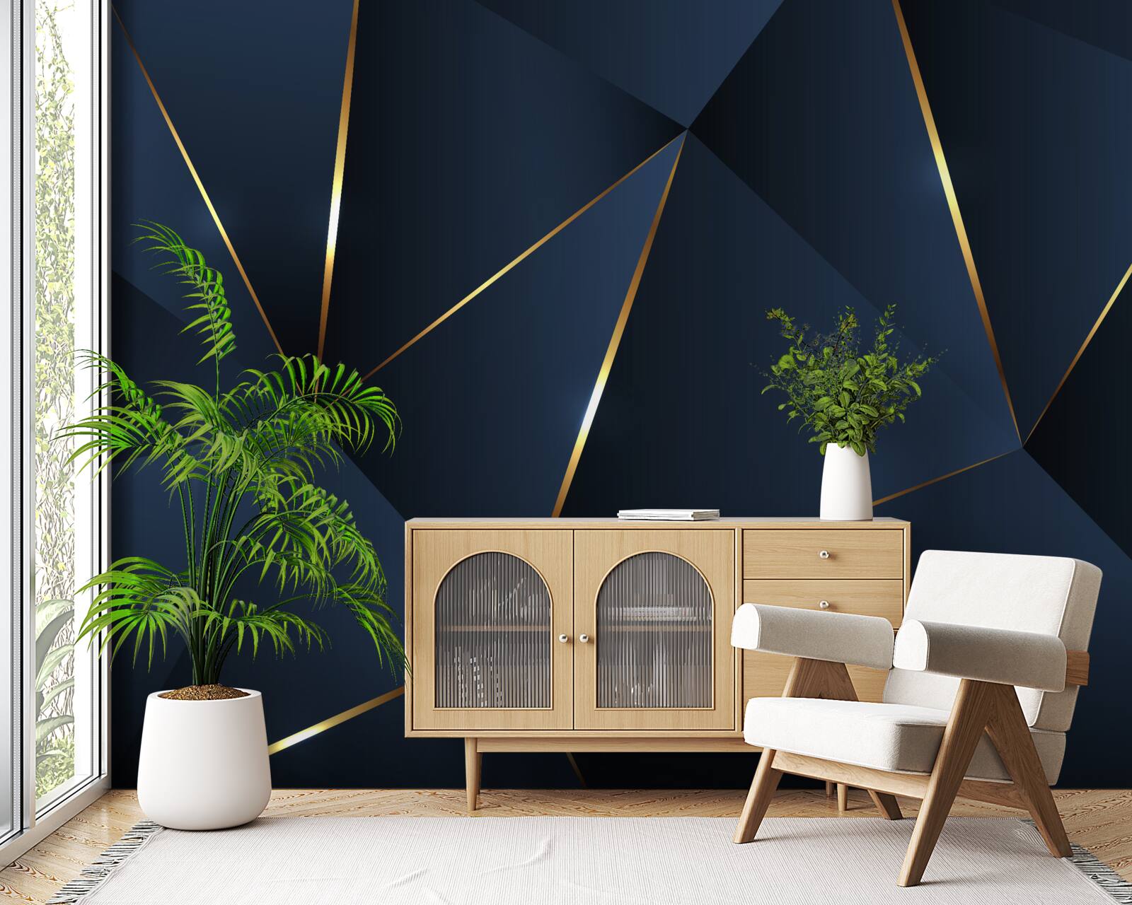 Fototapeta trójkąty są ciemnoniebieskie ze złotymi krawędziami