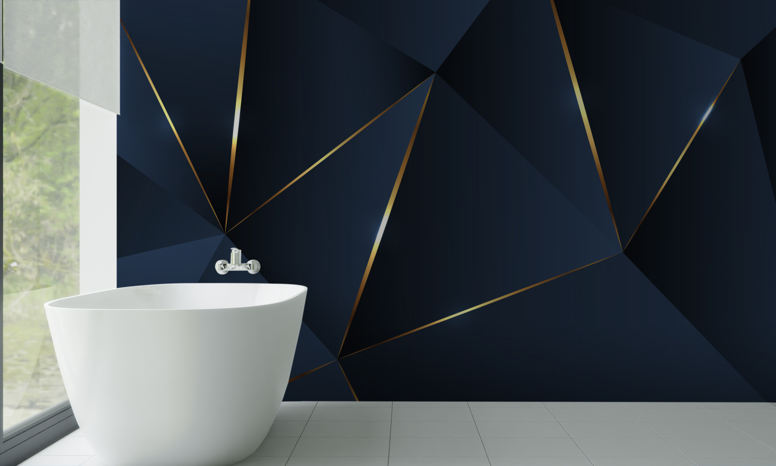 Fototapeta trójkąty są ciemnoniebieskie ze złotymi krawędziami