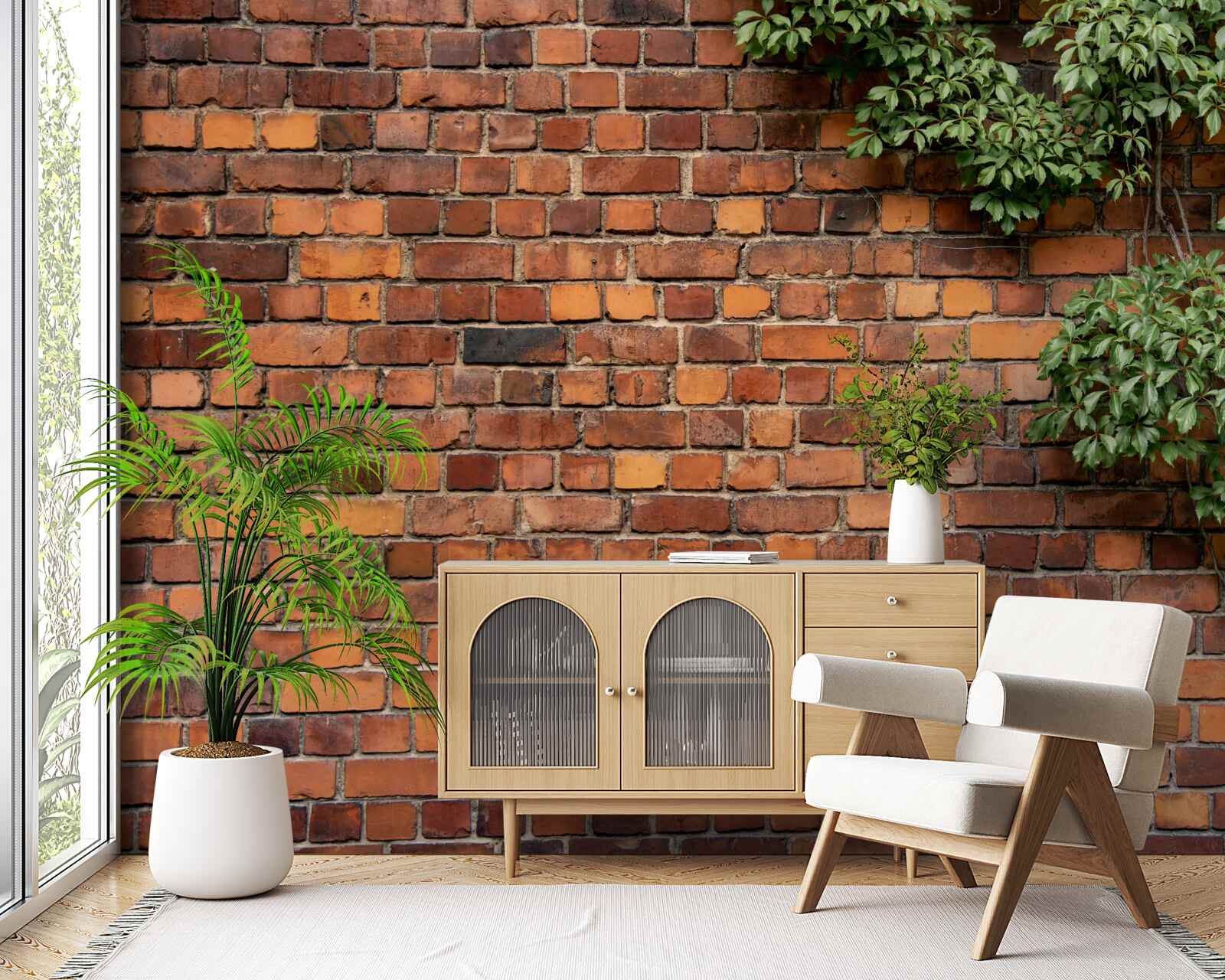 Fototapeta Ściana jest zakopana w zieleni bluszczu