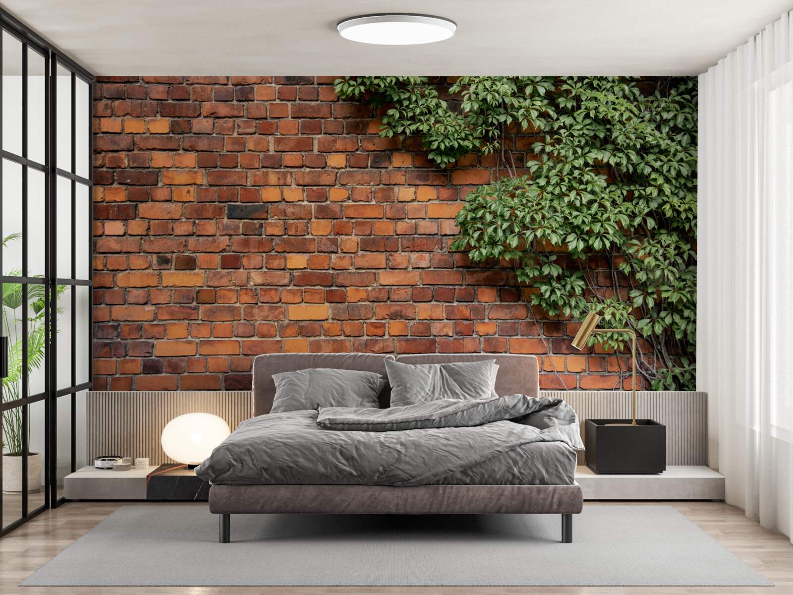 Fototapeta Ściana jest zakopana w zieleni bluszczu