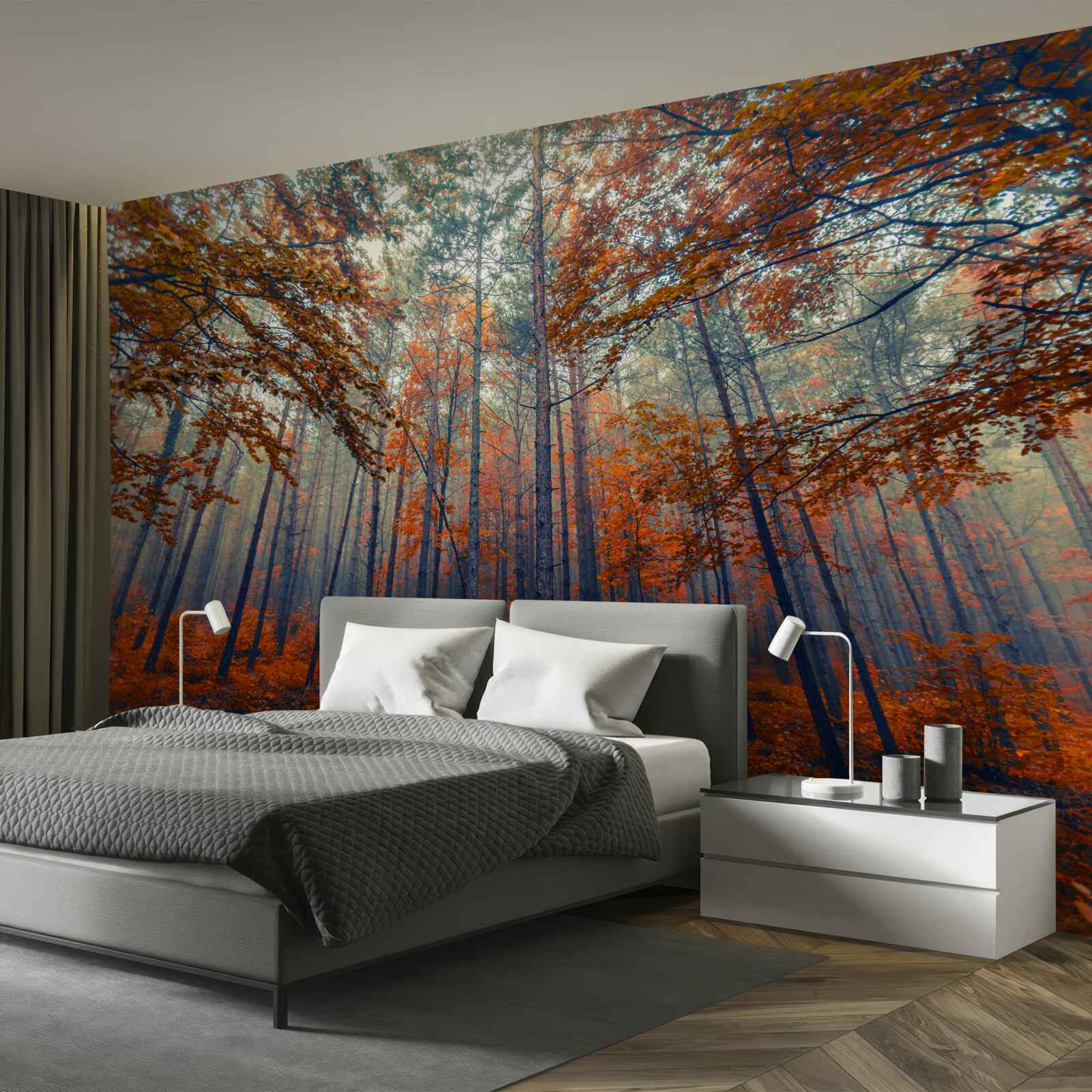 Fototapeta liście jesiennego lasu, które opadły