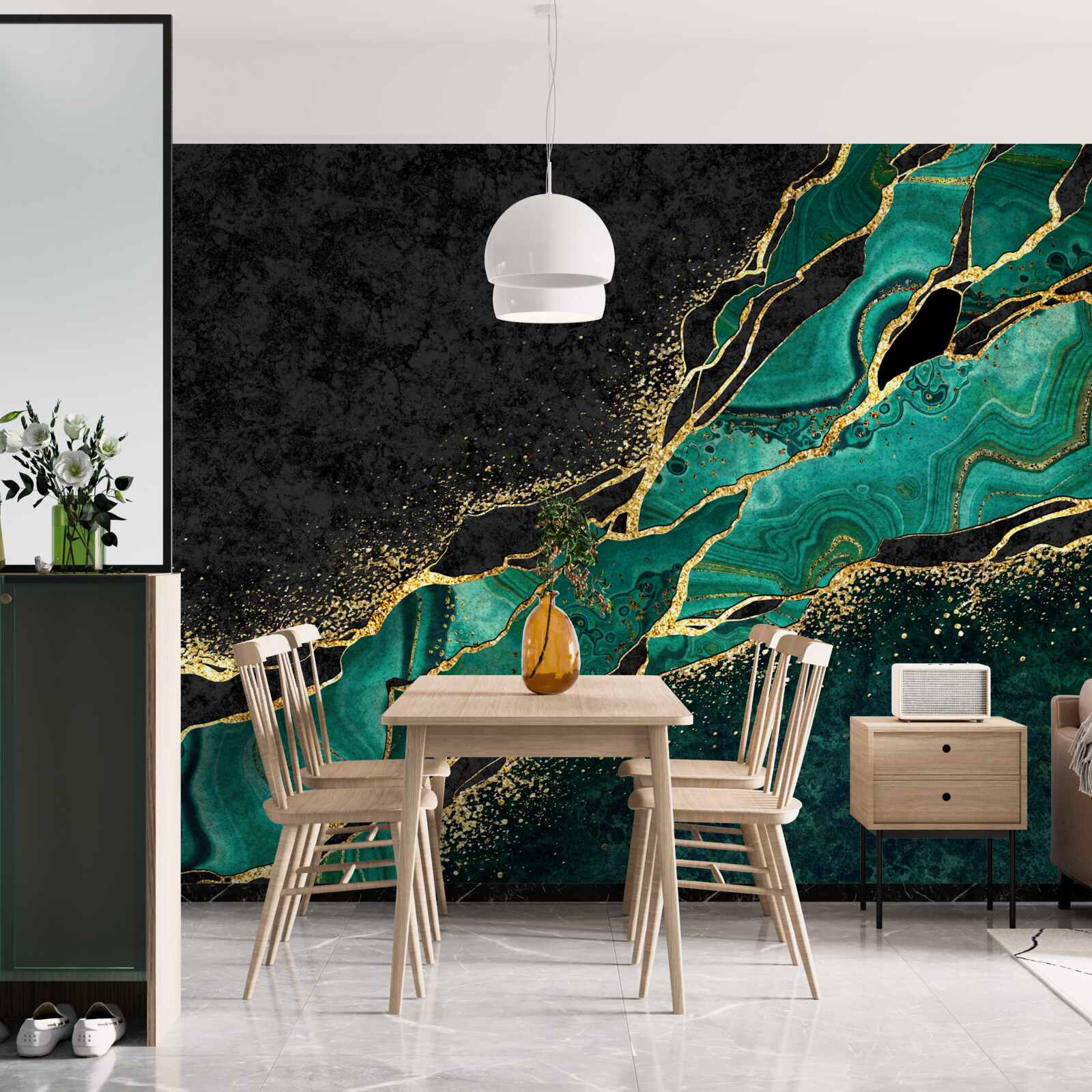 Fototapeta nieprzenikniona głębia morza, pomalowana w odcieniach szmaragdu