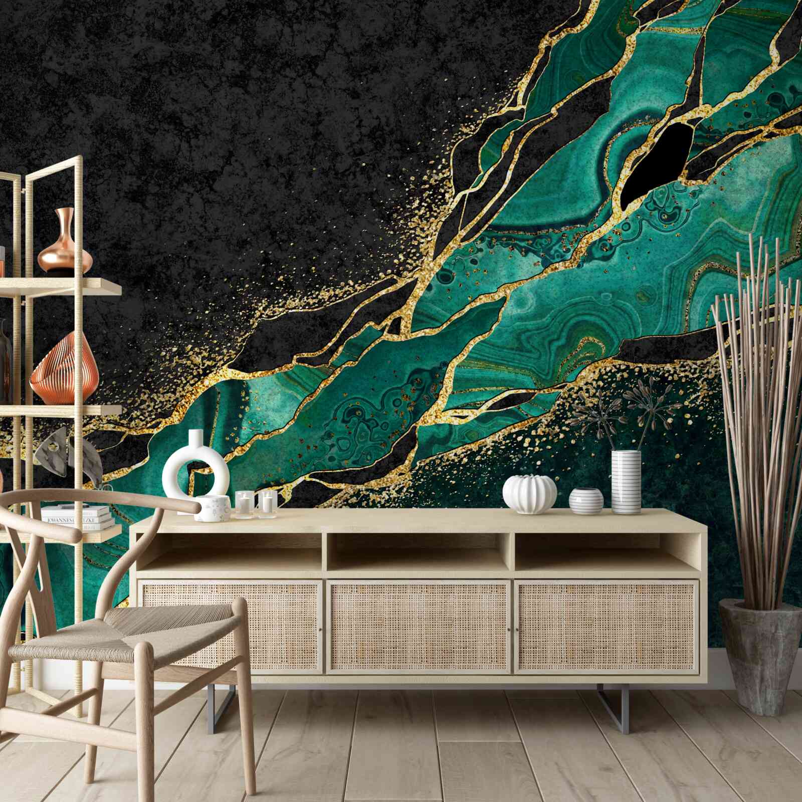 Fototapeta nieprzenikniona głębia morza, pomalowana w odcieniach szmaragdu