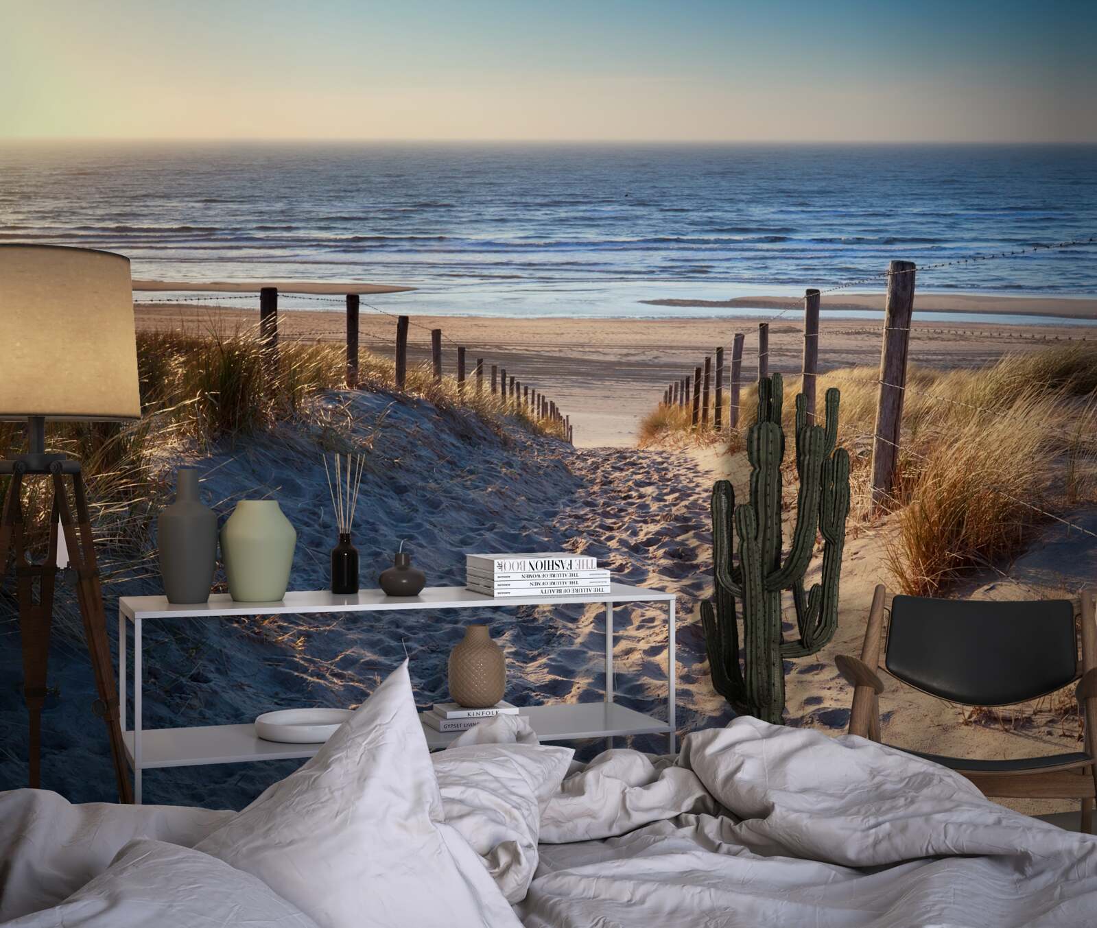 Fototapeta ocean spokojny i plaża z drobnym piaskiem