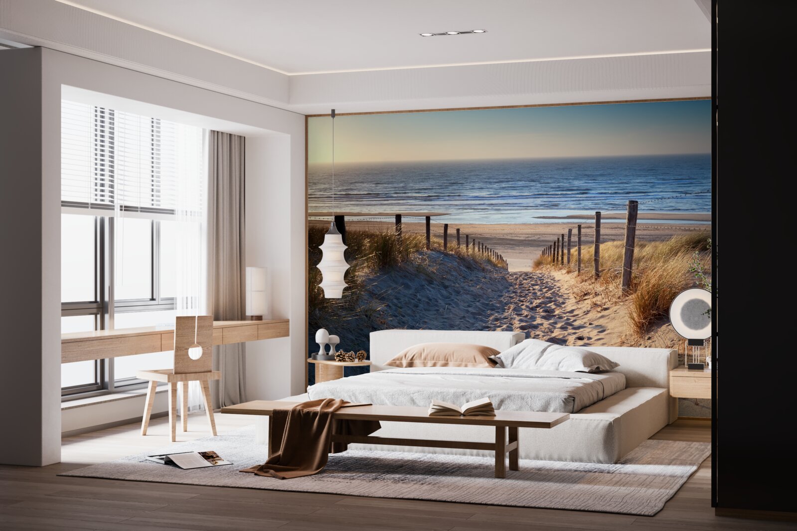 Fototapeta ocean spokojny i plaża z drobnym piaskiem