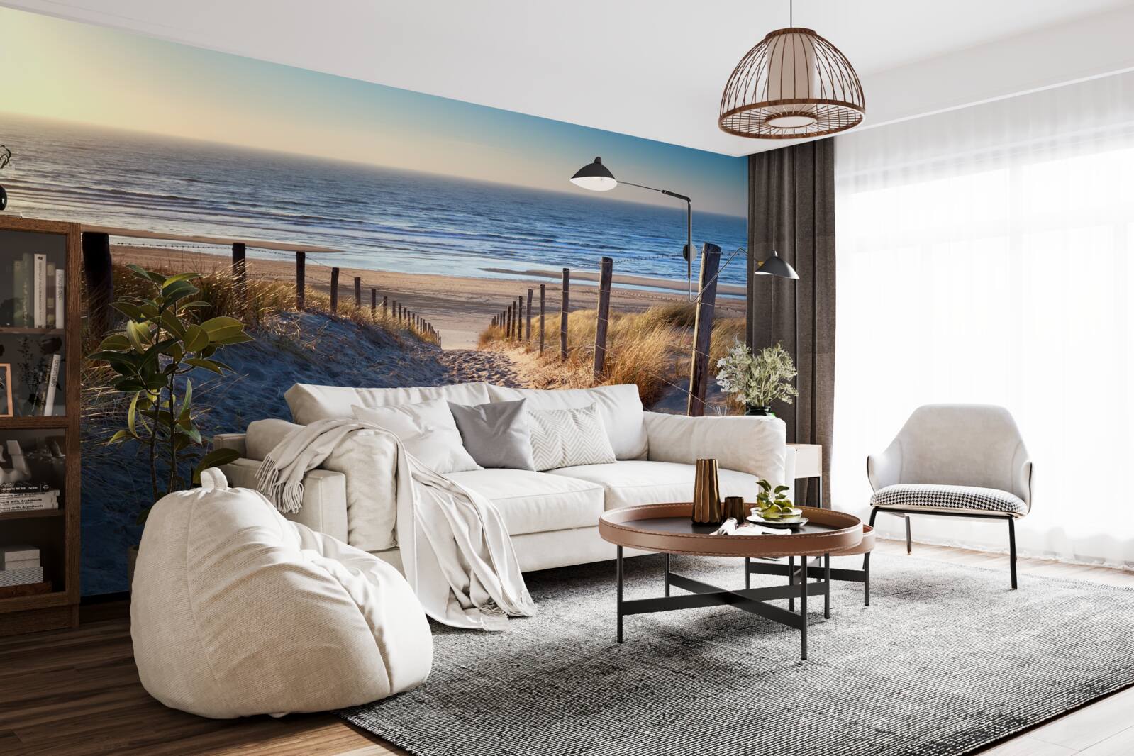 Fototapeta ocean spokojny i plaża z drobnym piaskiem