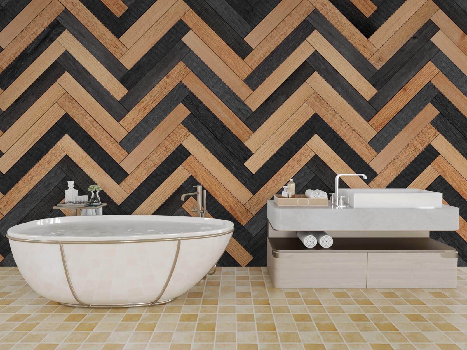 Fototapeta parkiet w jasnych i ciemnych odcieniach