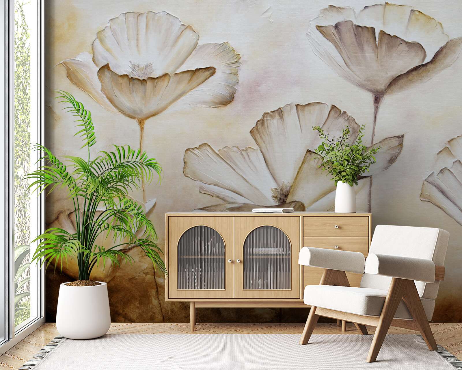 Fototapeta maki są delikatnie białe na brązowym tle