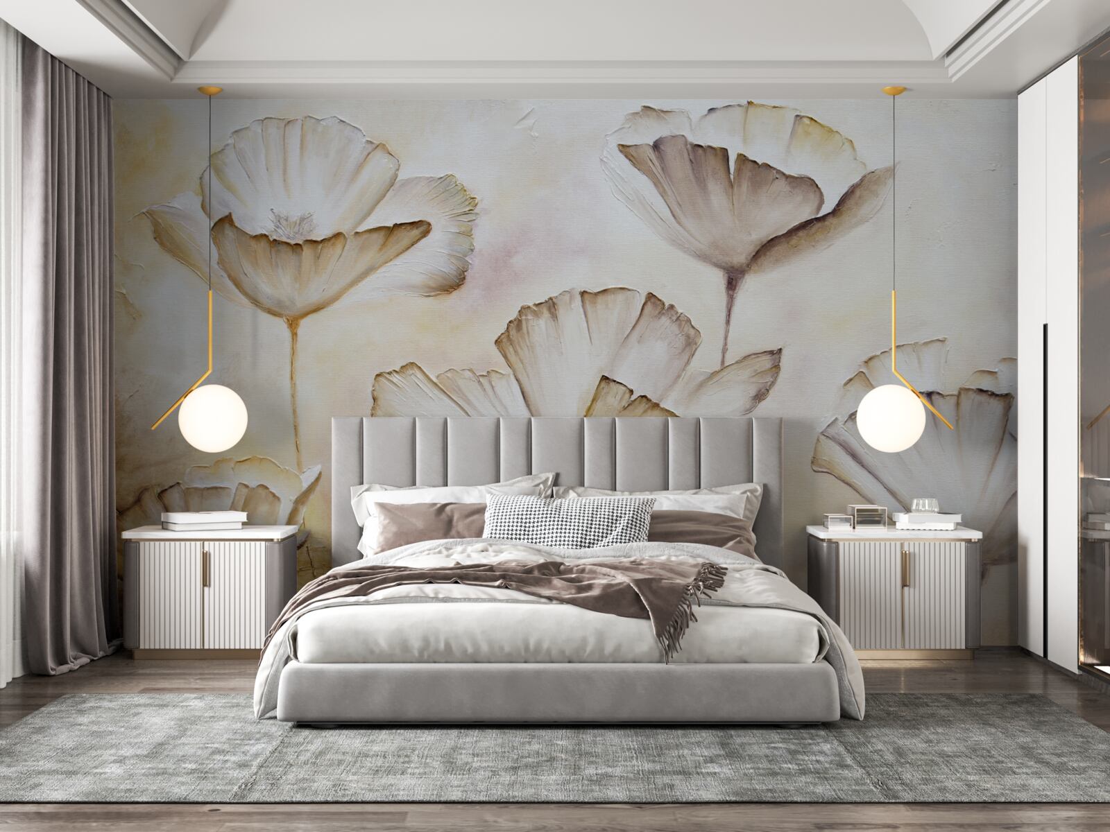 Fototapeta maki są delikatnie białe na brązowym tle