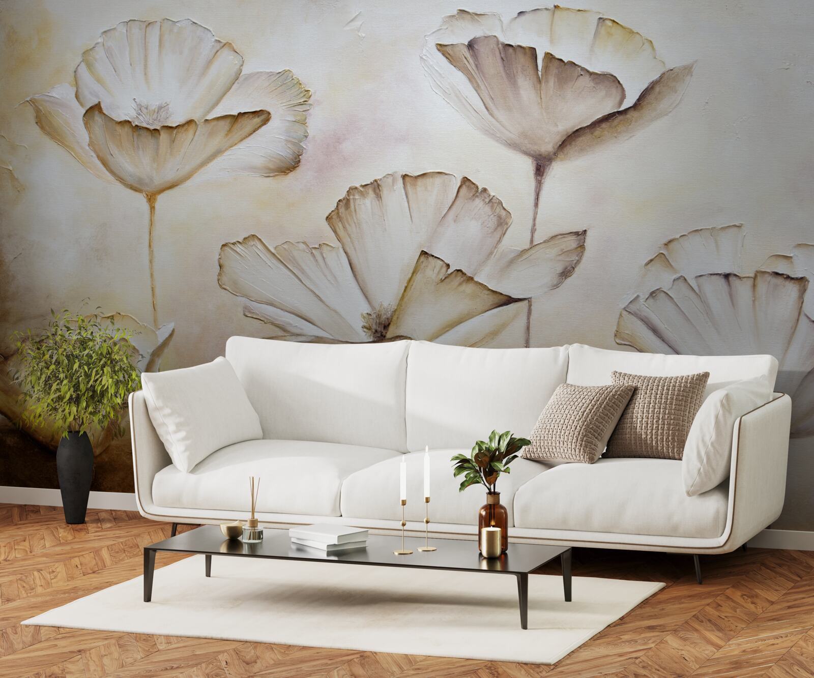 Fototapeta maki są delikatnie białe na brązowym tle