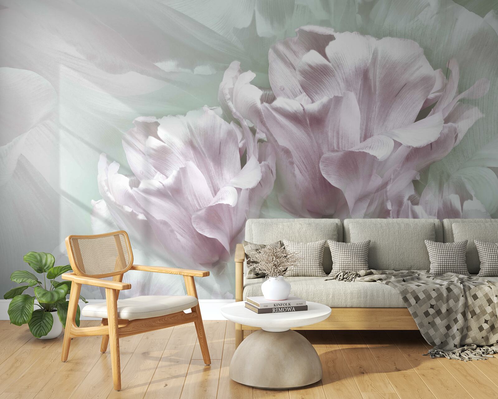 Fototapeta wspaniałe, duże, biało-fioletowe kwiaty