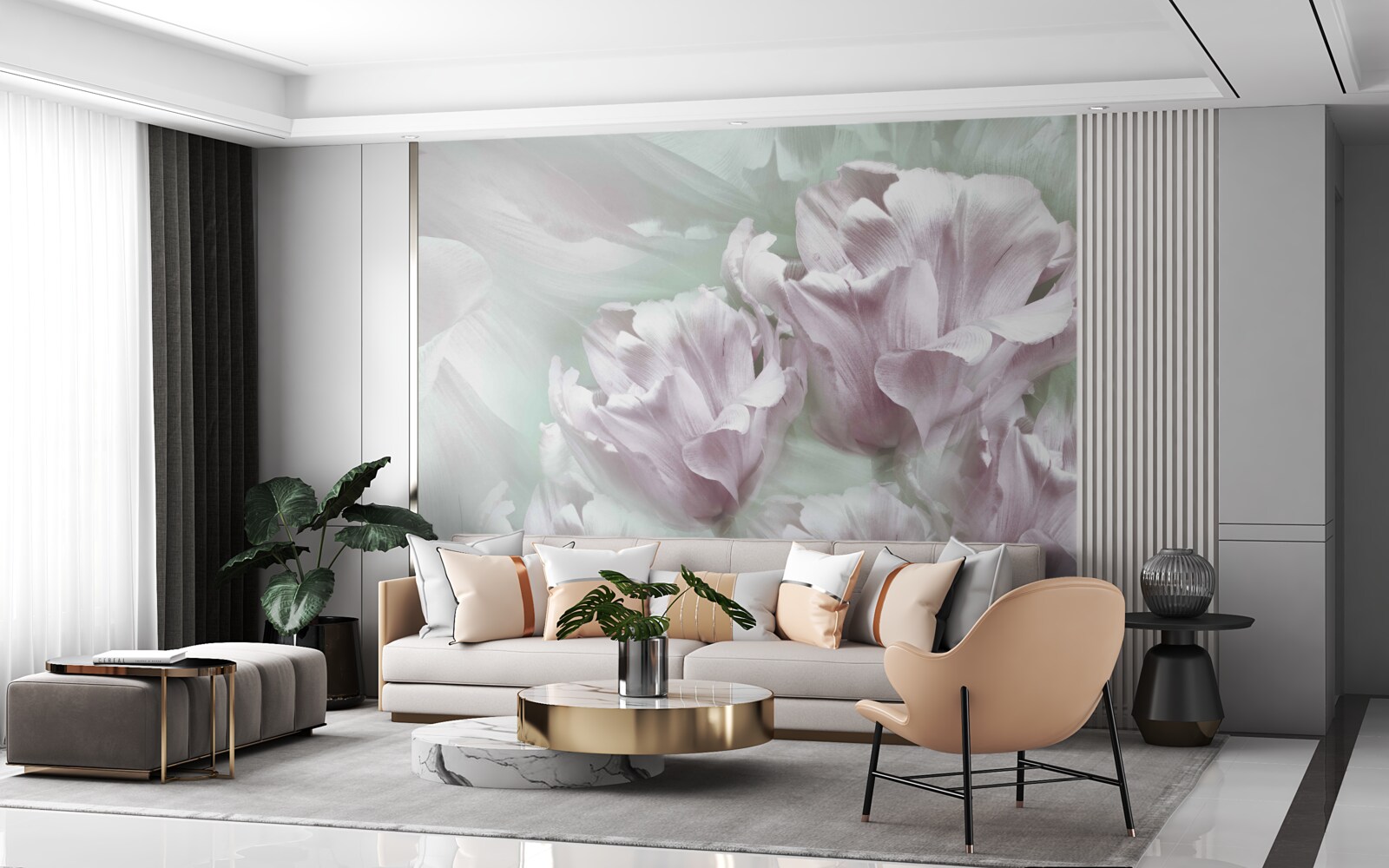 Fototapeta wspaniałe, duże, biało-fioletowe kwiaty