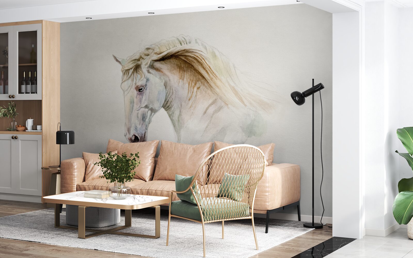 Fototapeta biały koń w ruchu