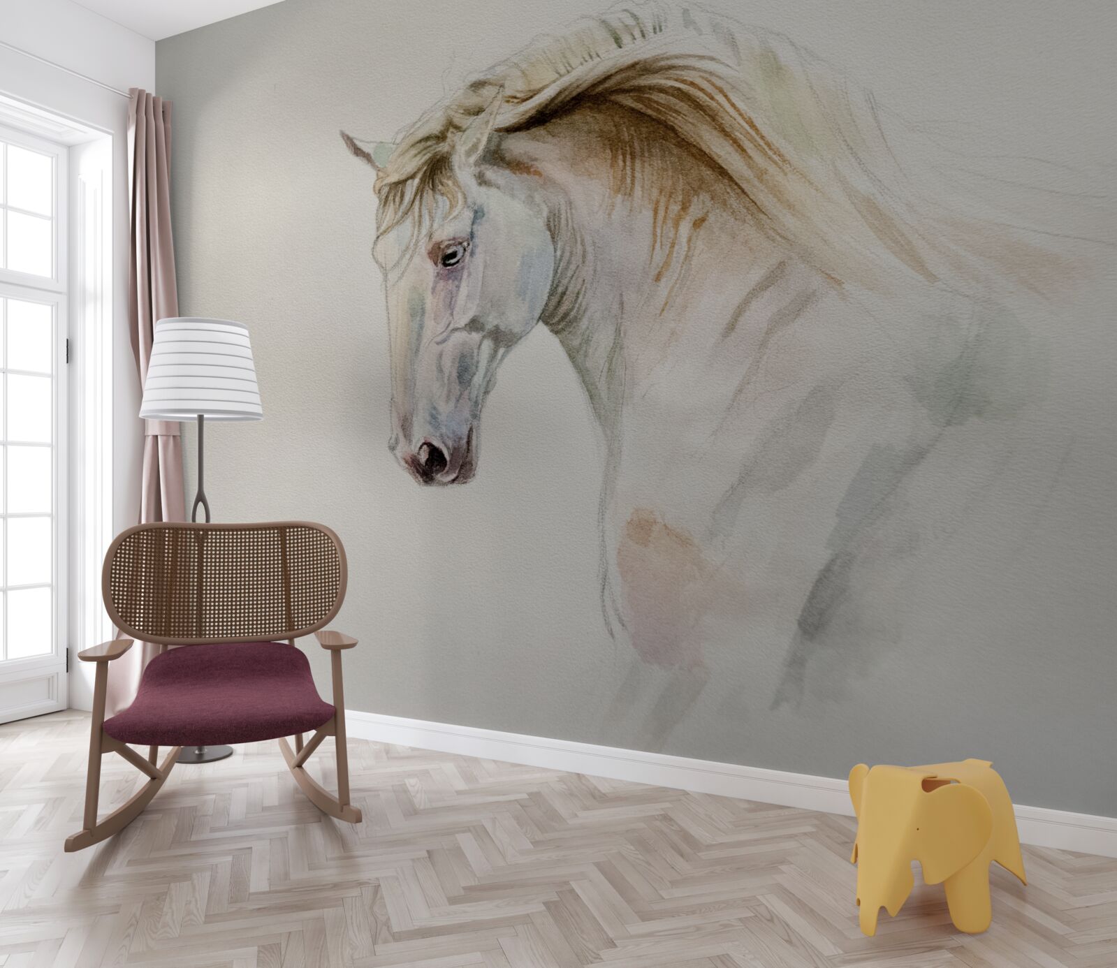 Fototapeta biały koń w ruchu