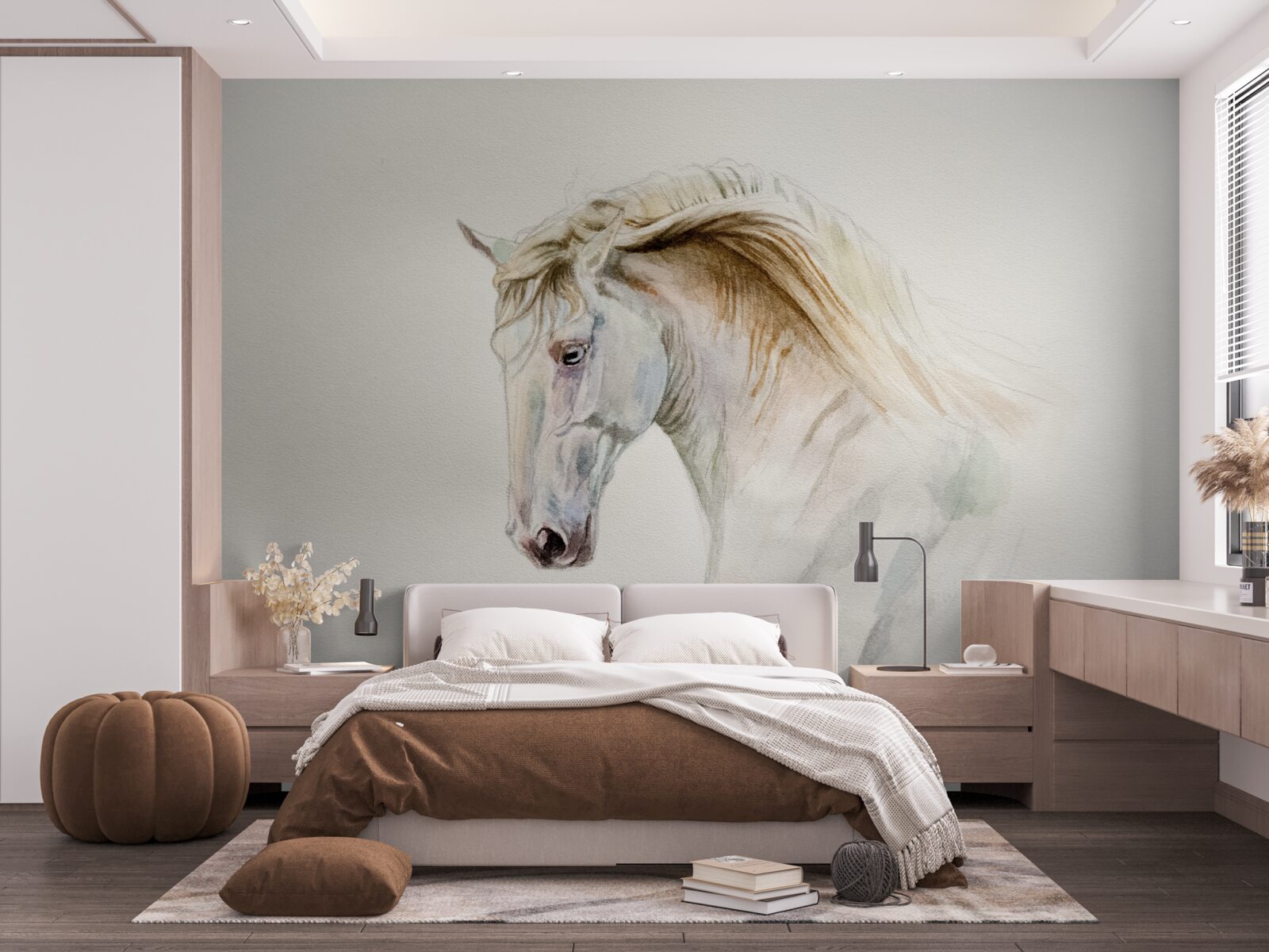 Fototapeta biały koń w ruchu