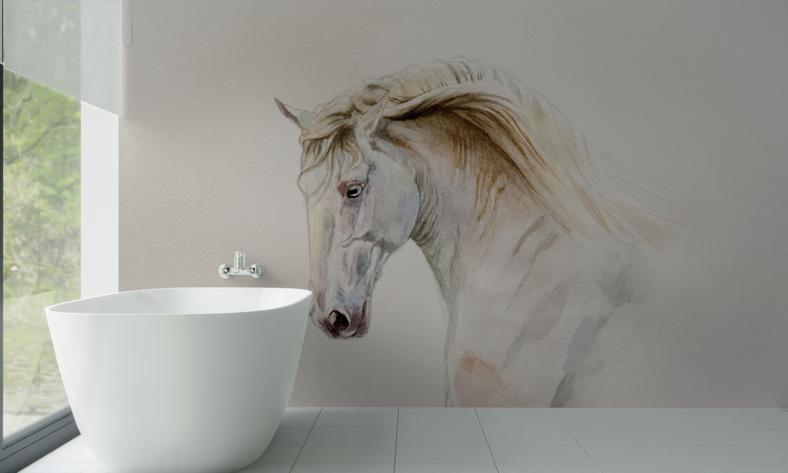 Fototapeta biały koń w ruchu