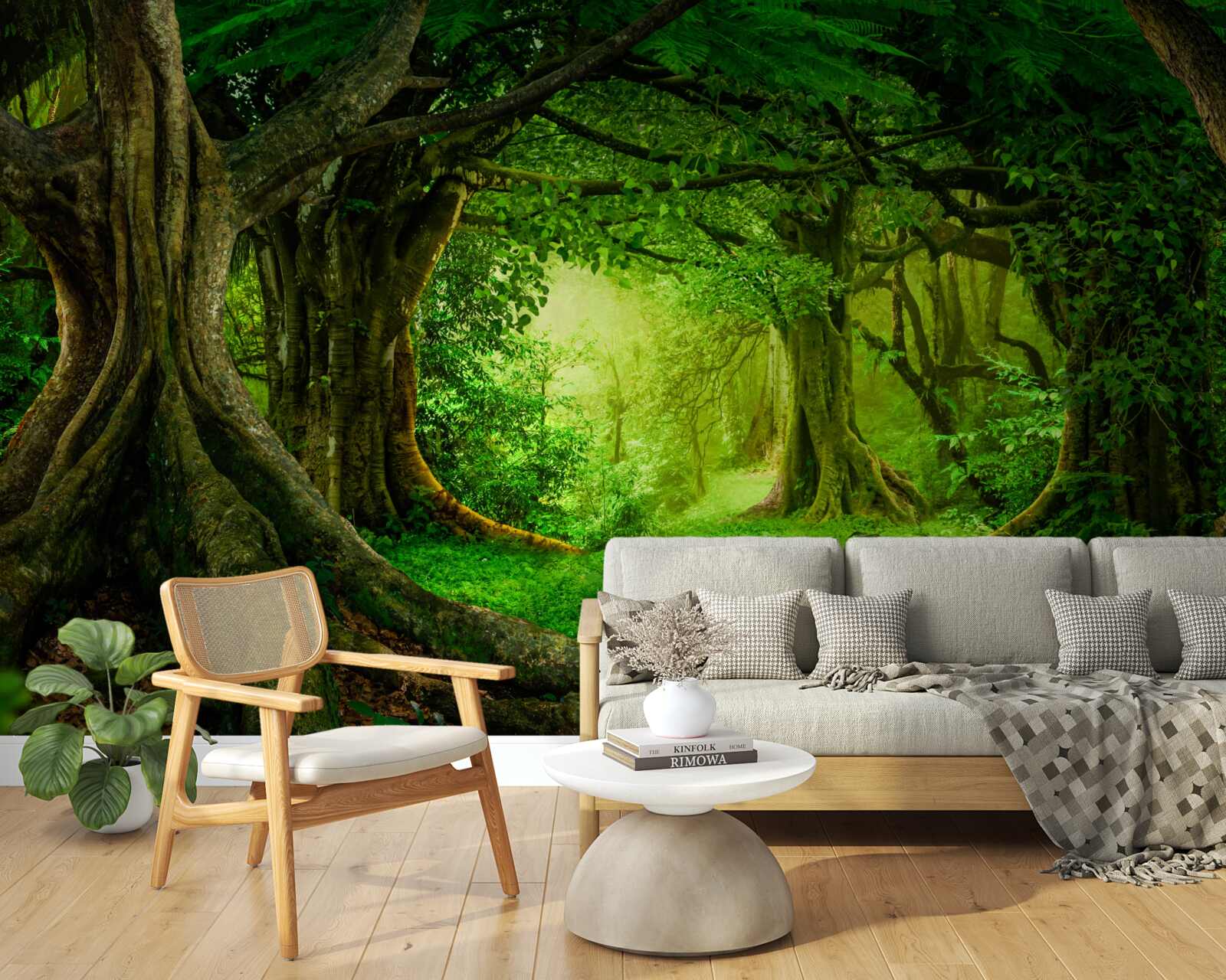 Fototapeta starożytne drzewa w zielonym gąszczu