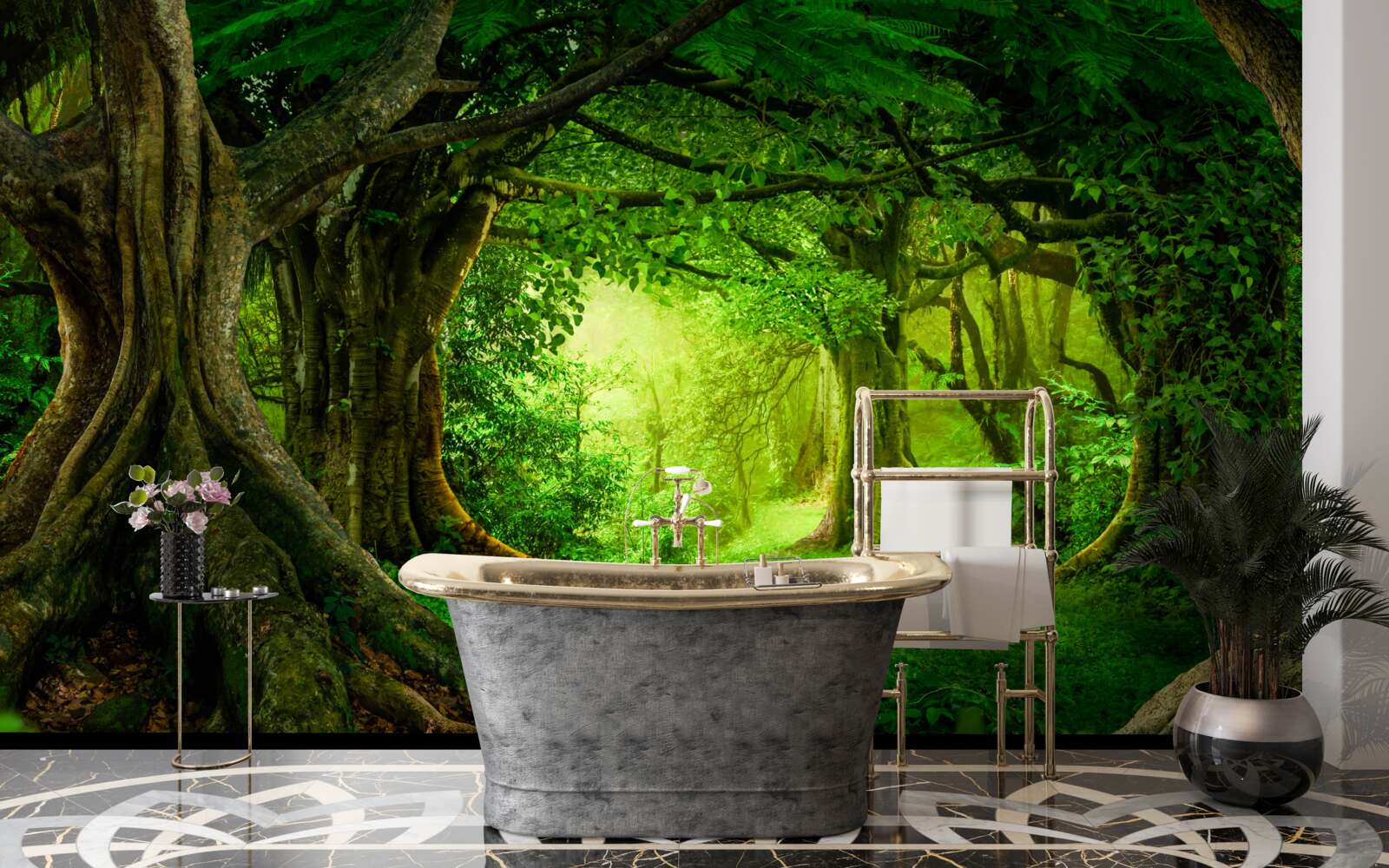 Fototapeta starożytne drzewa w zielonym gąszczu