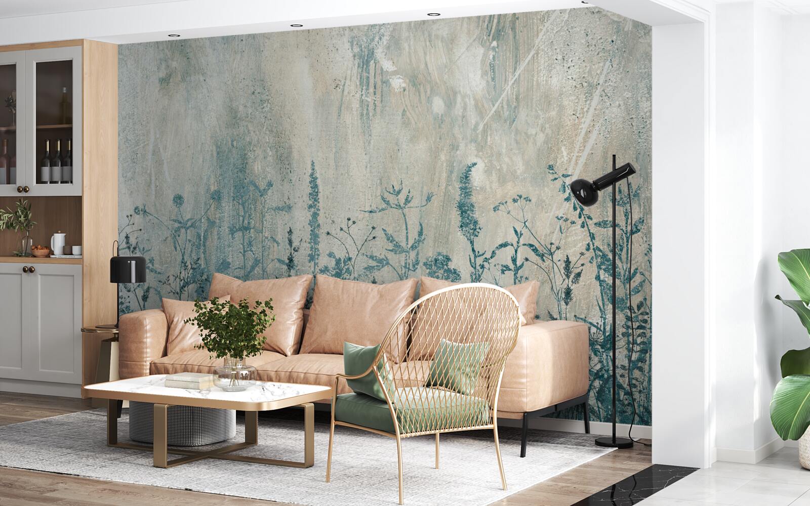 Fototapeta przy obfitych opadach deszczu kwitną rośliny polne