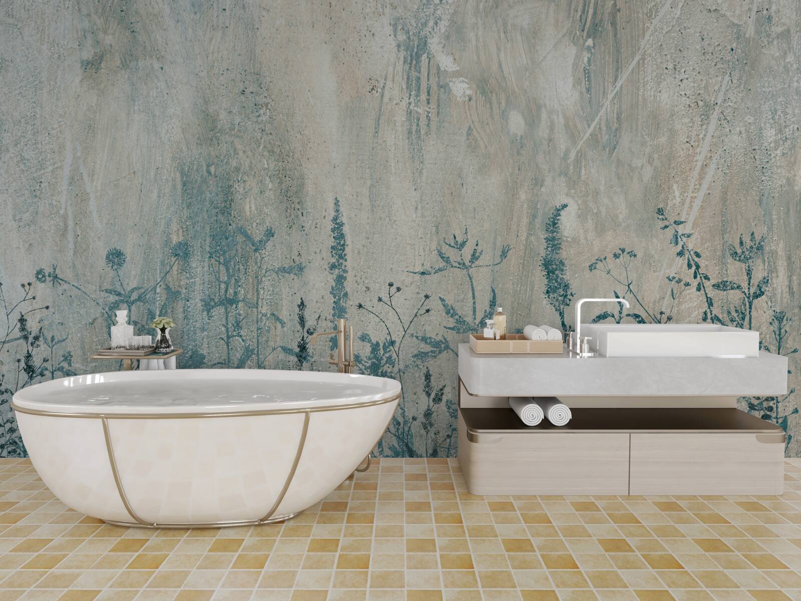 Fototapeta przy obfitych opadach deszczu kwitną rośliny polne