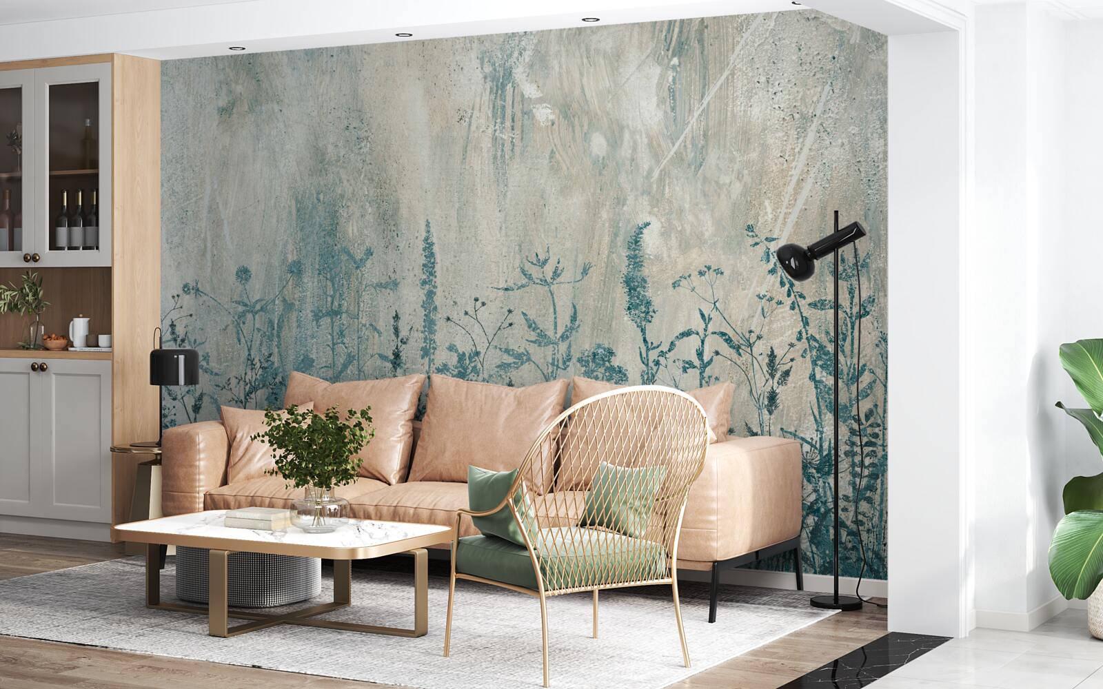 Fototapeta przy obfitych opadach deszczu kwitną rośliny polne