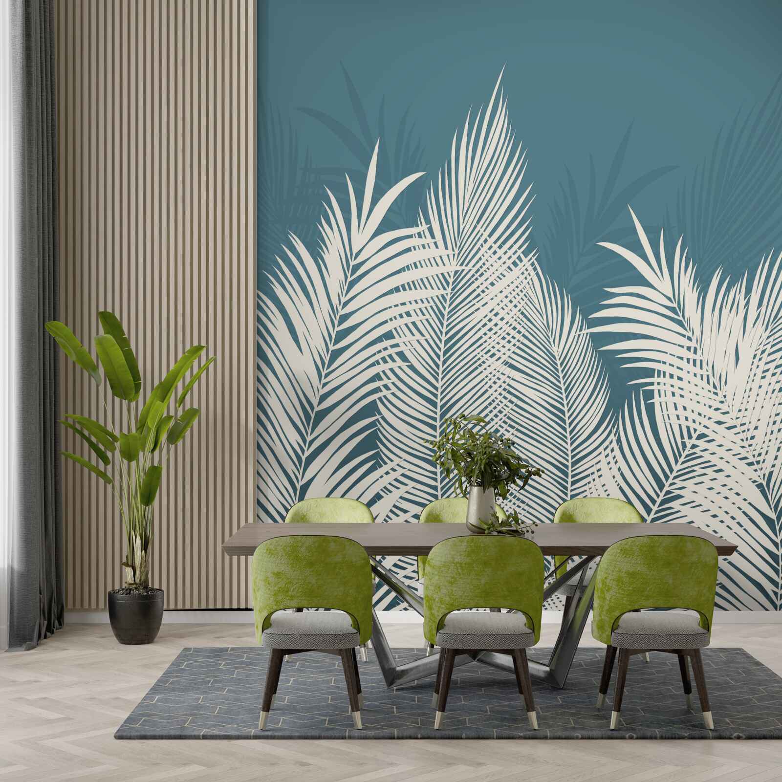 Fototapeta na niebieskim tle widnieją białe, puchowe koce