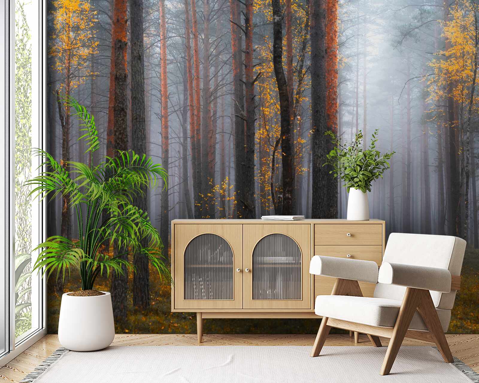 Fototapeta gęsta mgła spowija las