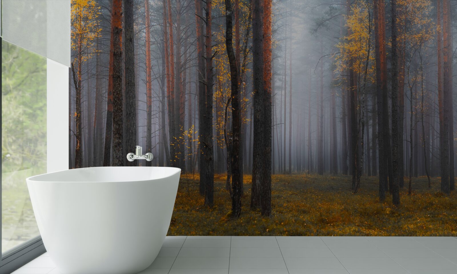 Fototapeta gęsta mgła spowija las