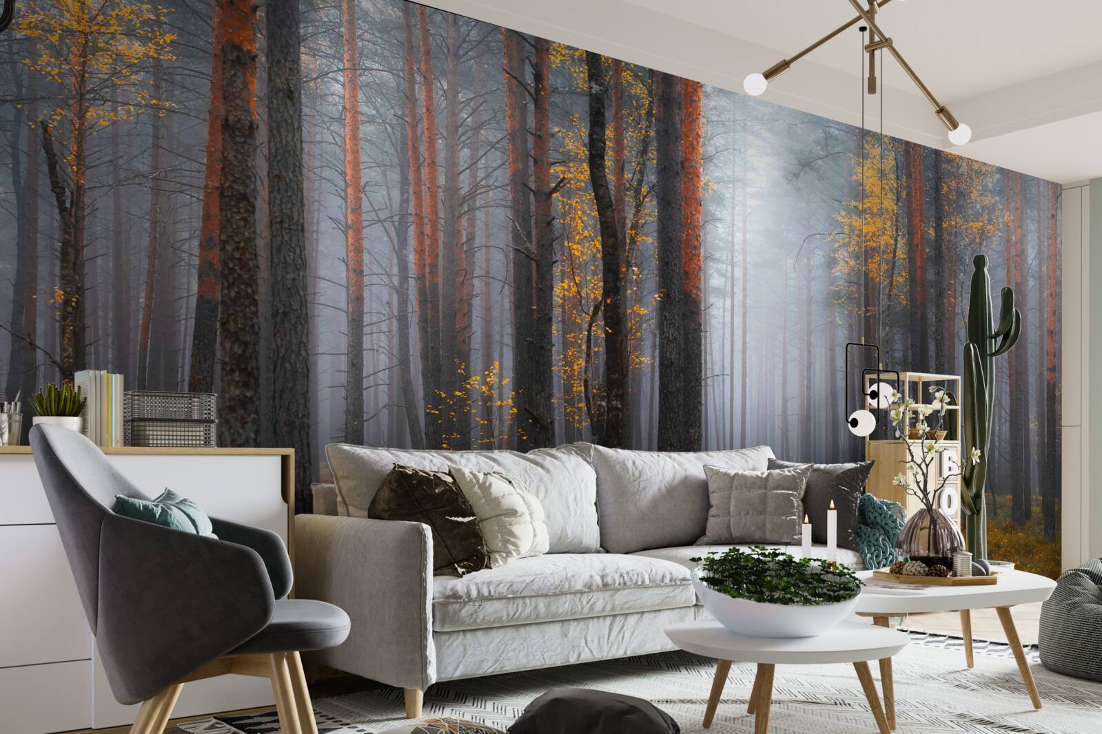 Fototapeta gęsta mgła spowija las