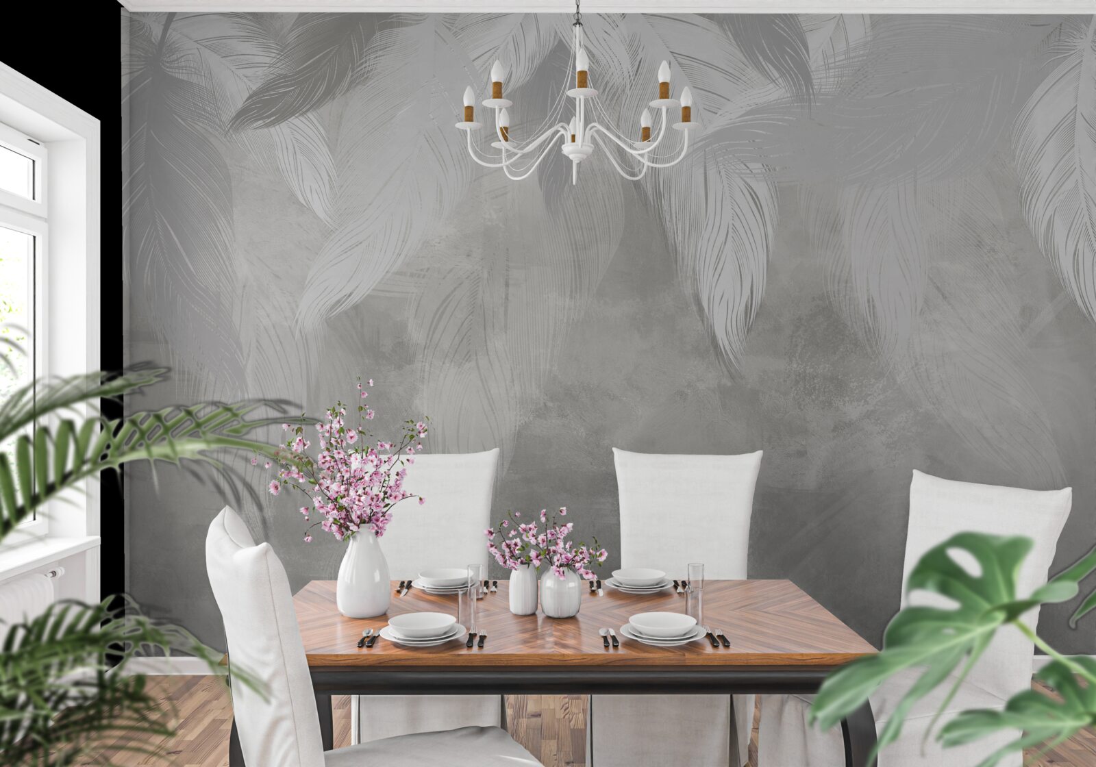 Fototapeta poranek w lesie deszczowym, spowity mgłą