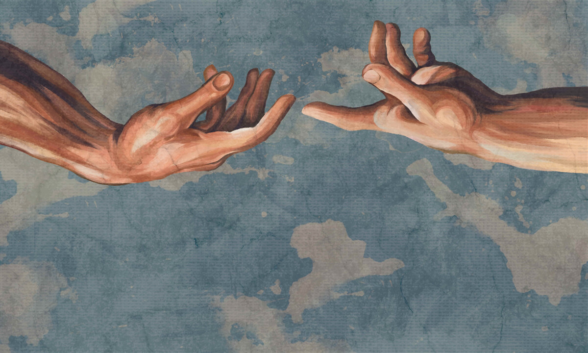 Fototapeta dłonie sięgające do siebie nawzajem