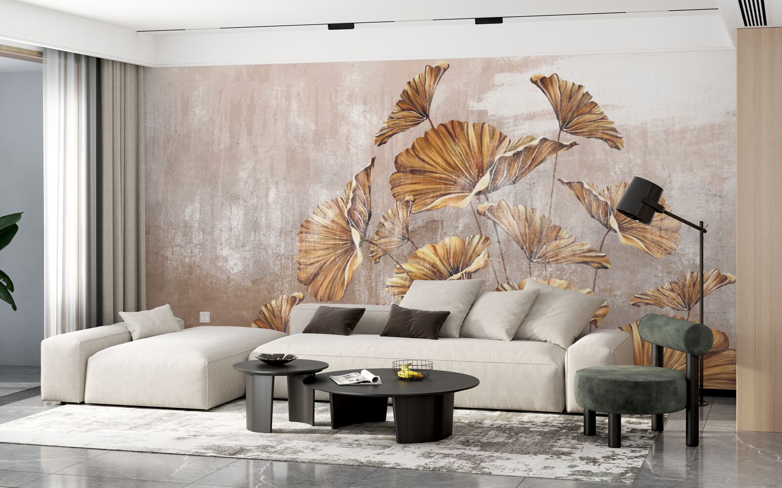 Fototapeta jesienne kwiaty w deszczu