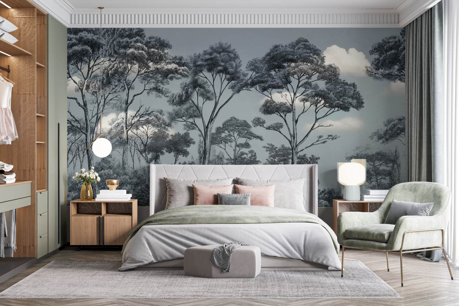 Fototapeta las pogrąża się w nadchodzącej nocy