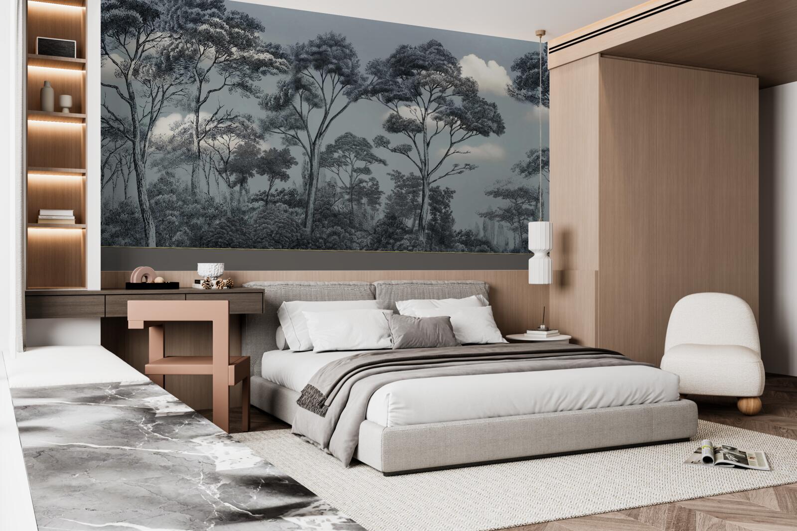 Fototapeta las pogrąża się w nadchodzącej nocy