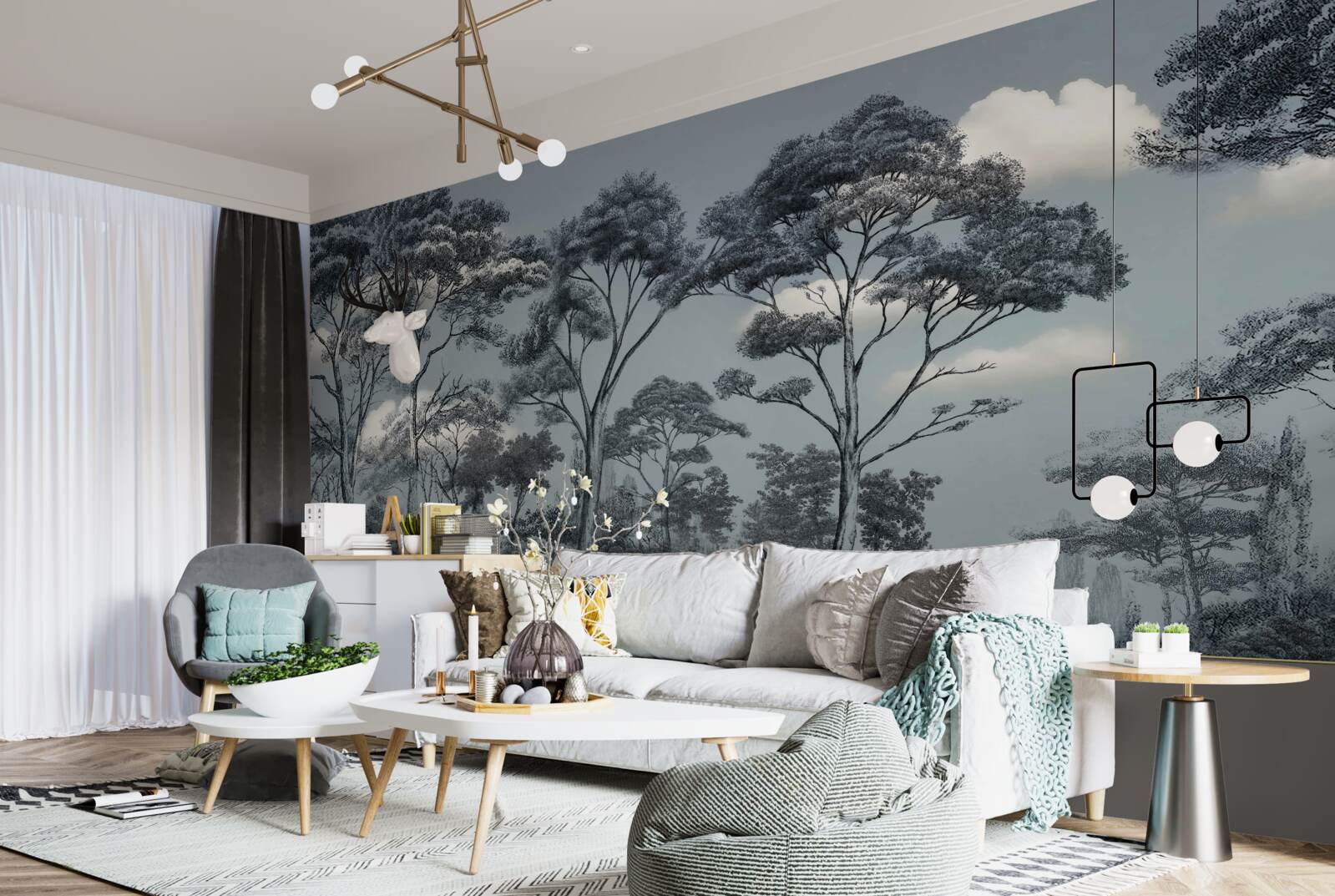 Fototapeta las pogrąża się w nadchodzącej nocy