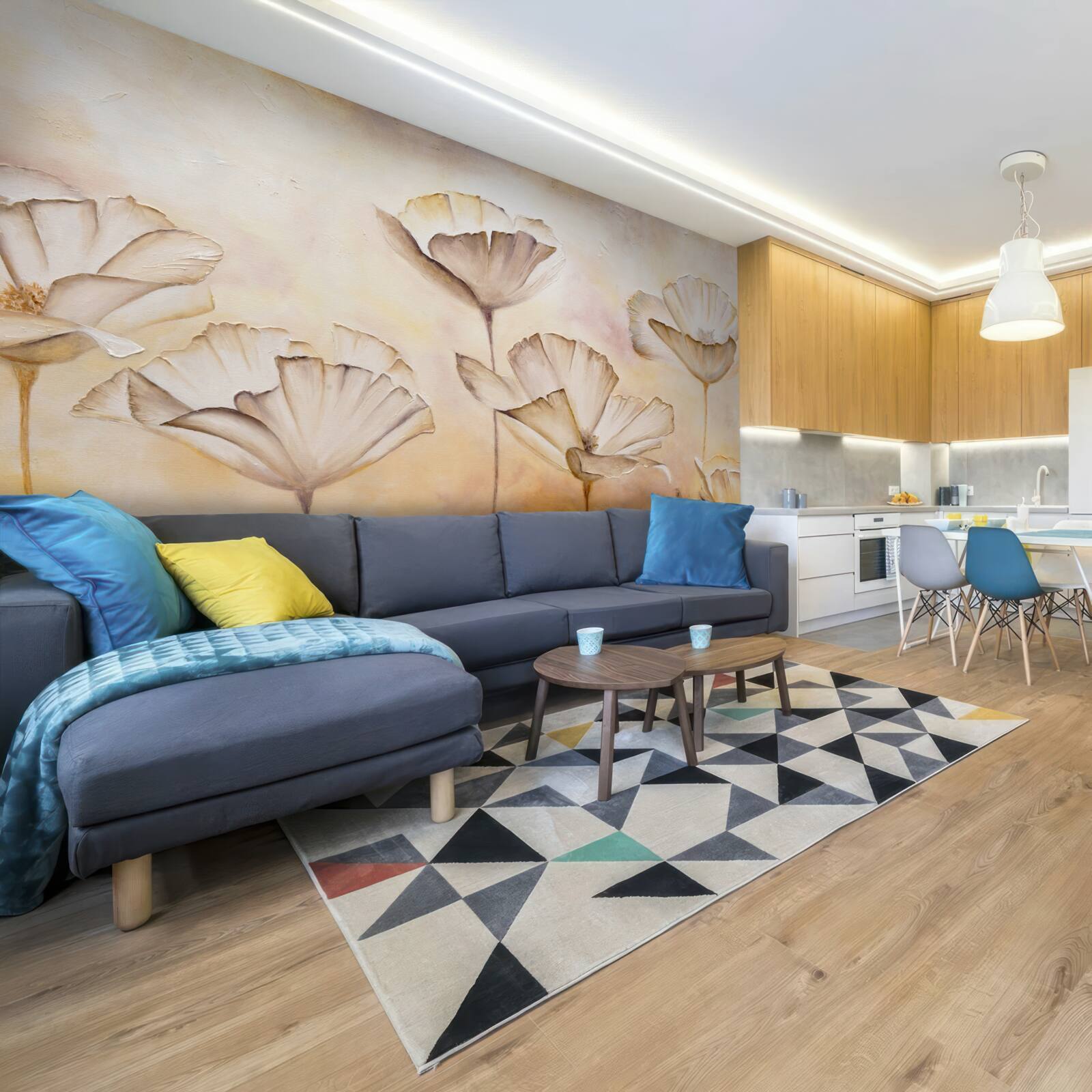 Fototapeta poranek we mgle i majestatycznych makach