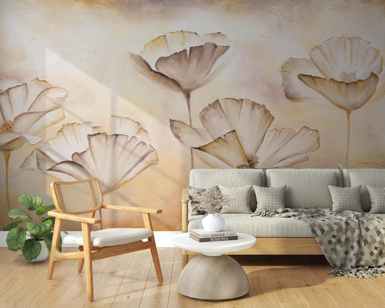 Fototapeta poranek we mgle i majestatycznych makach