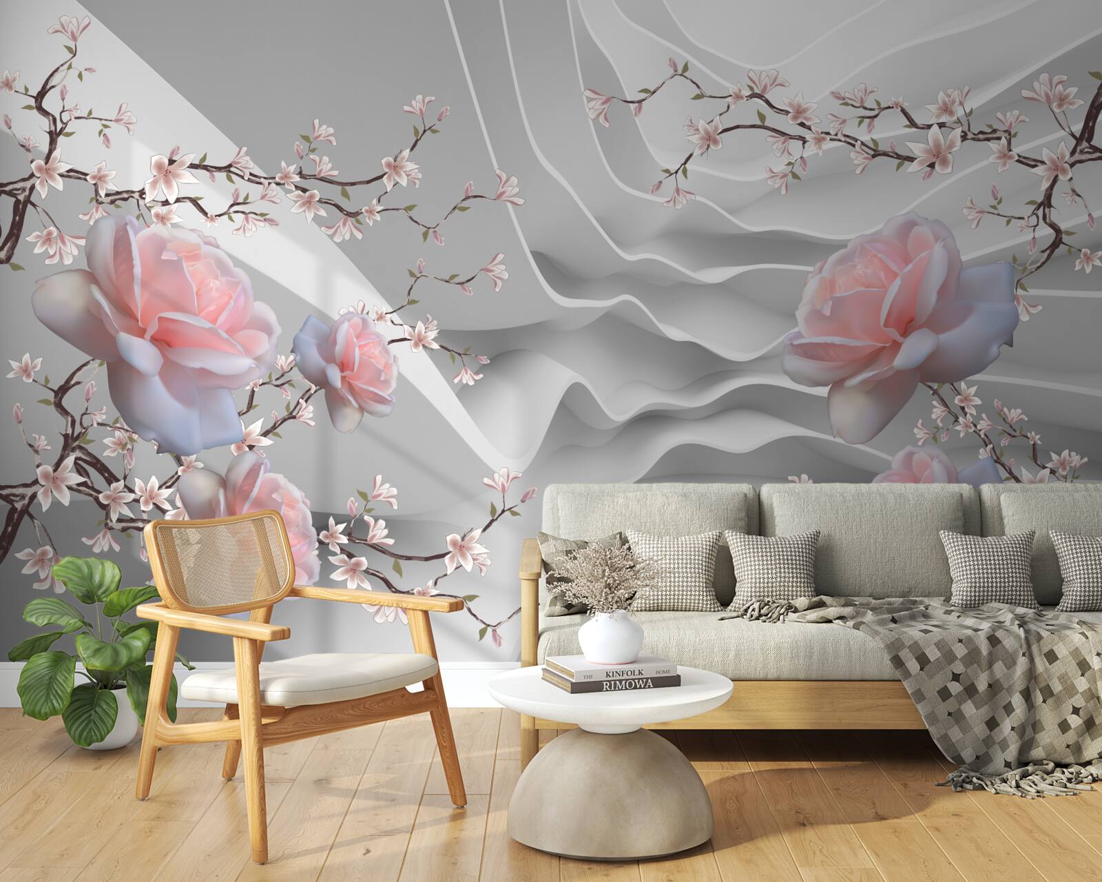 Fototapeta abstrakcyjne tło harmonijnie podkreśla delikatność róży