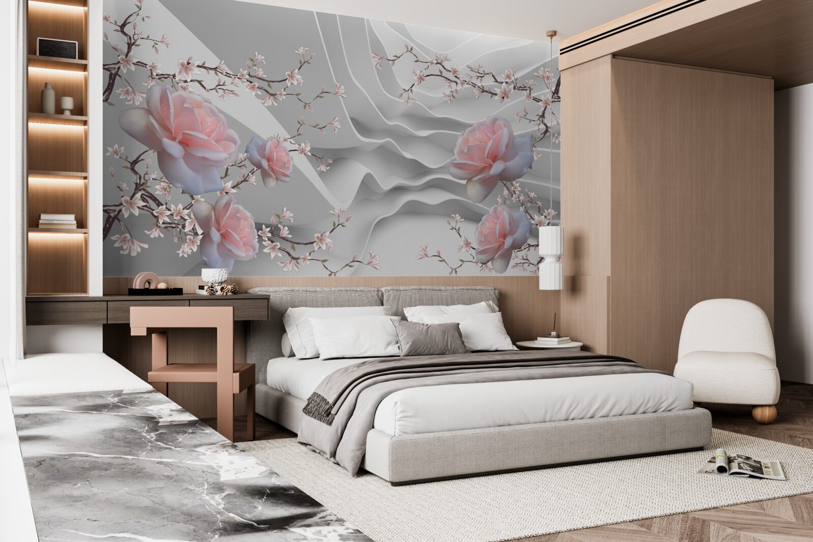 Fototapeta abstrakcyjne tło harmonijnie podkreśla delikatność róży