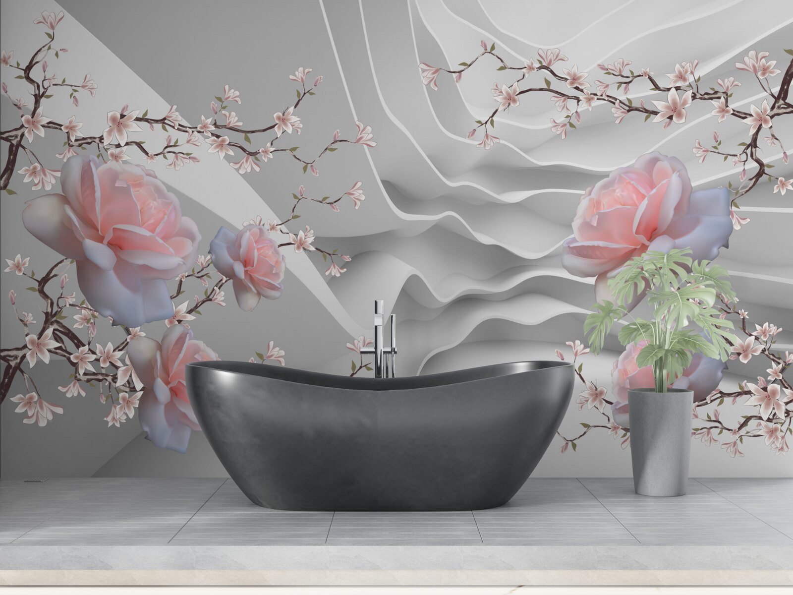 Fototapeta abstrakcyjne tło harmonijnie podkreśla delikatność róży