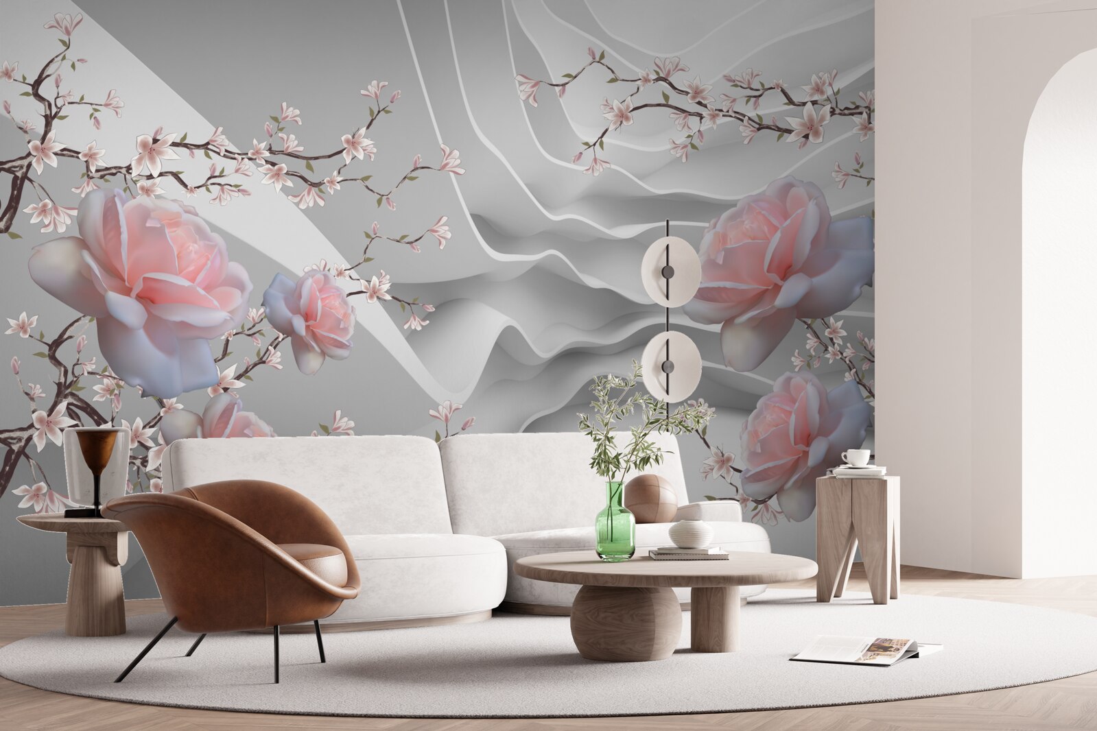 Fototapeta abstrakcyjne tło harmonijnie podkreśla delikatność róży