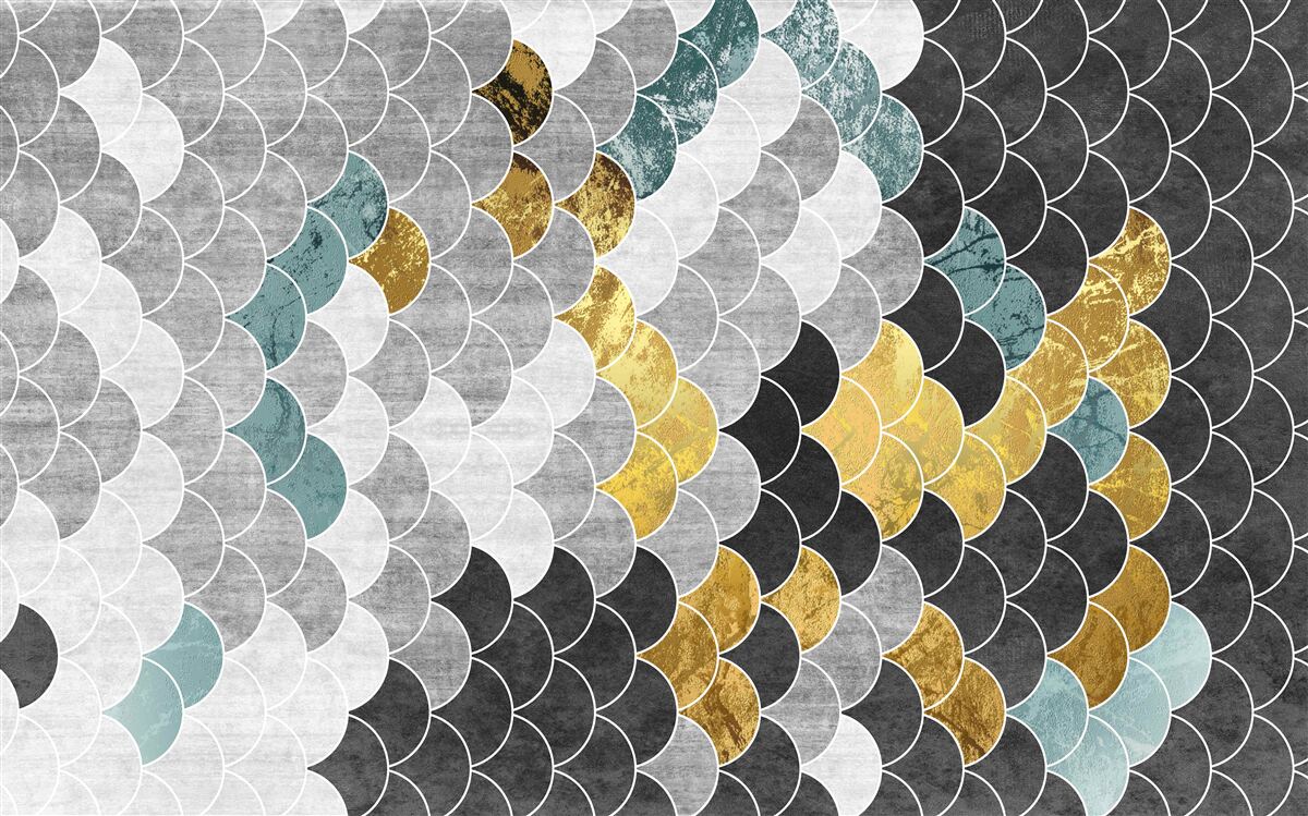 Fototapeta geometryczne kształty w czerni i bieli ze złotymi elementami