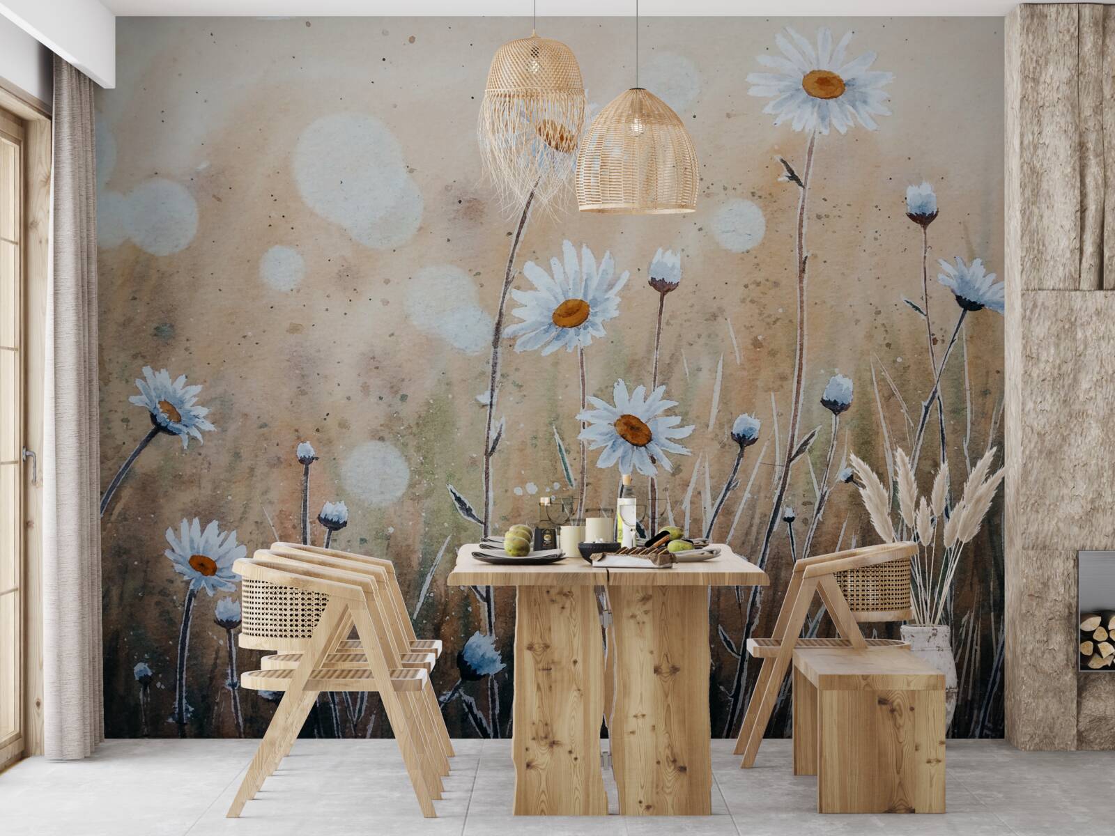 Fototapeta jak modelowe stokrotki w ulewie letniego deszczu