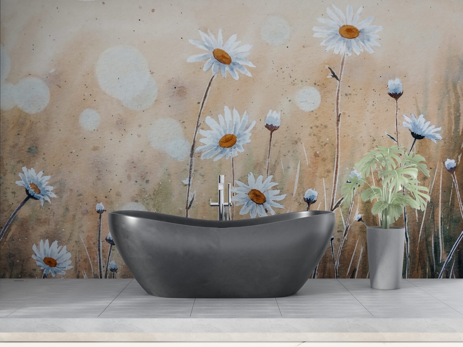 Fototapeta jak modelowe stokrotki w ulewie letniego deszczu