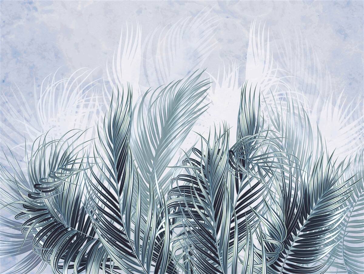 Fototapeta pióra są jak mgła wśród liści