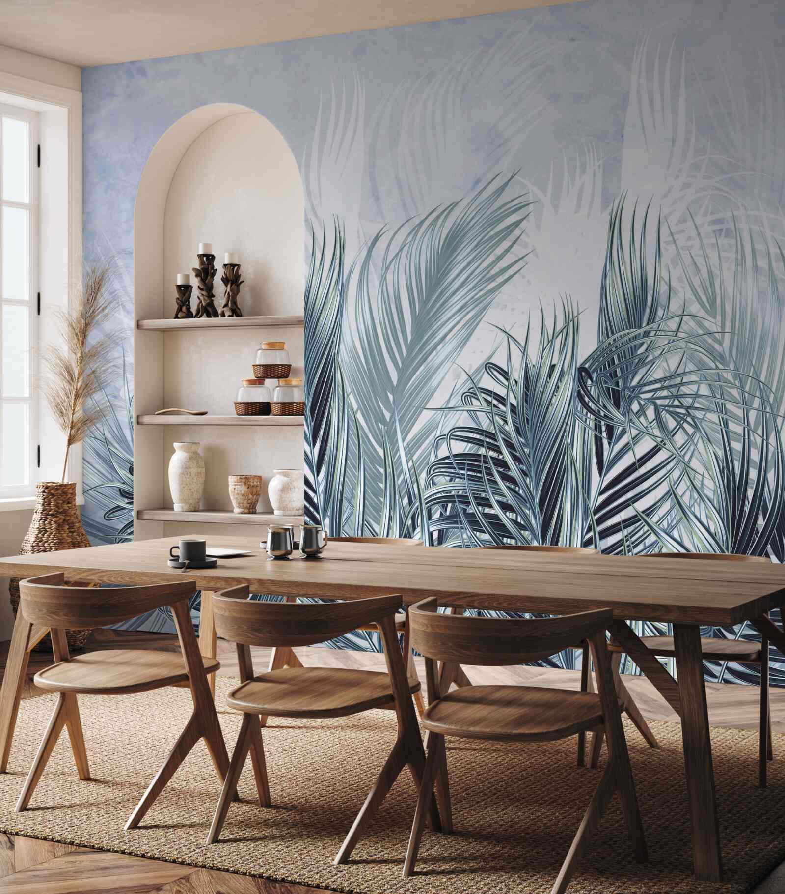 Fototapeta pióra są jak mgła wśród liści