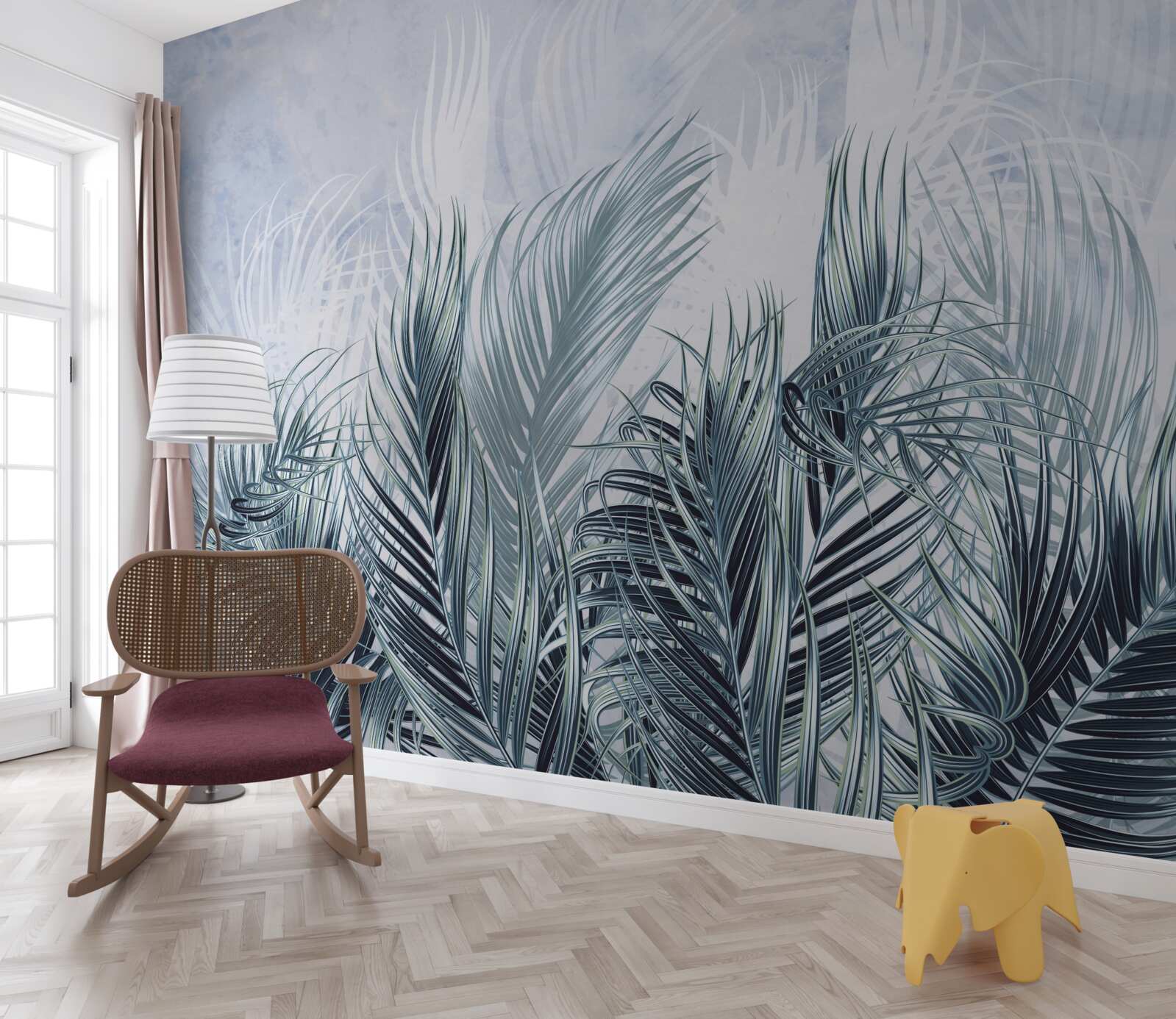 Fototapeta pióra są jak mgła wśród liści